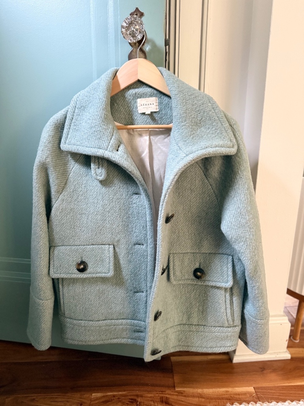 Sézane Léo Coat in Vintage Blue